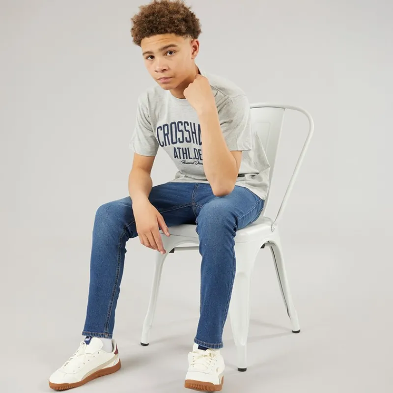 Best Crosshatch Drenge Slim To Pak Jeans Mellem Vask/Sort Vasket