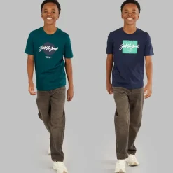 Outlet JACK & JONES Drenge Tiley Rund Hals To Pakke T-shirts Dyb Teal/​Navy Blazer
