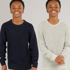New JACK & JONES Drenge To Pak Strik Crew Neck Jumpere Moonbean /​ Sky Captain