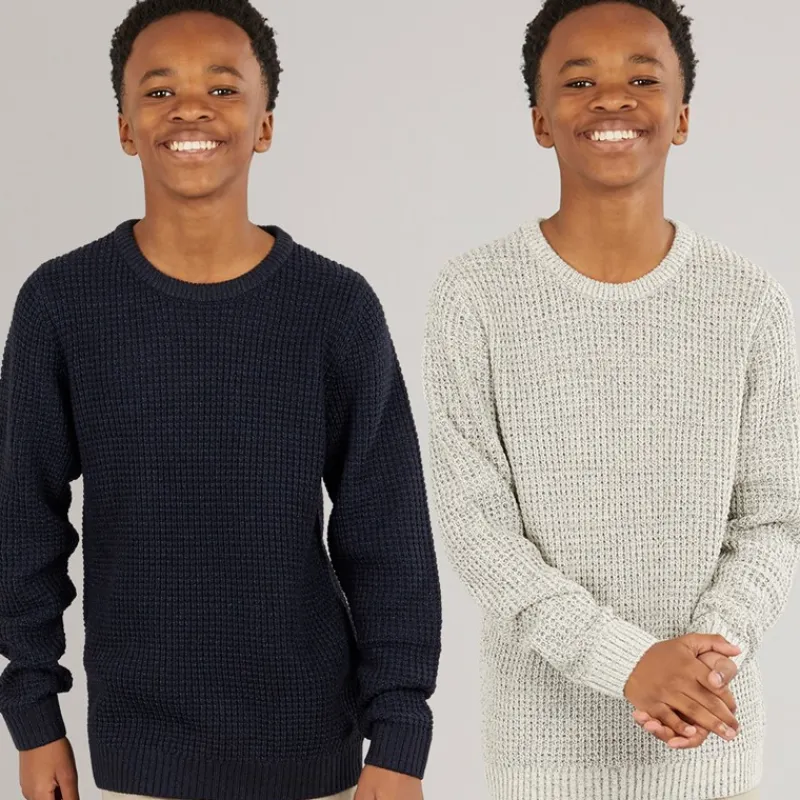 New JACK & JONES Drenge To Pak Strik Crew Neck Jumpere Moonbean / Sky Captain