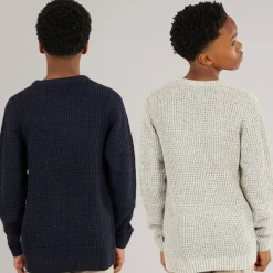 New JACK & JONES Drenge To Pak Strik Crew Neck Jumpere Moonbean /​ Sky Captain