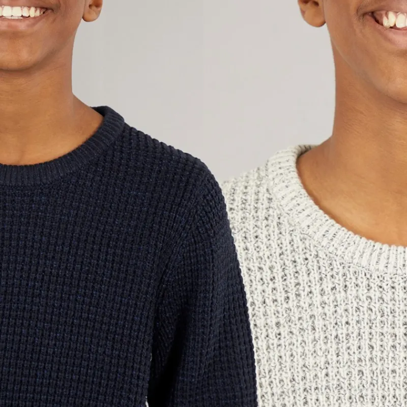 New JACK & JONES Drenge To Pak Strik Crew Neck Jumpere Moonbean / Sky Captain
