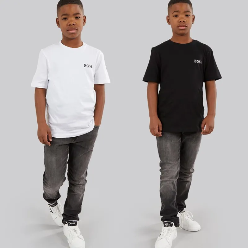 New BOSS Drenge to pak t shirts sort hvid Black White