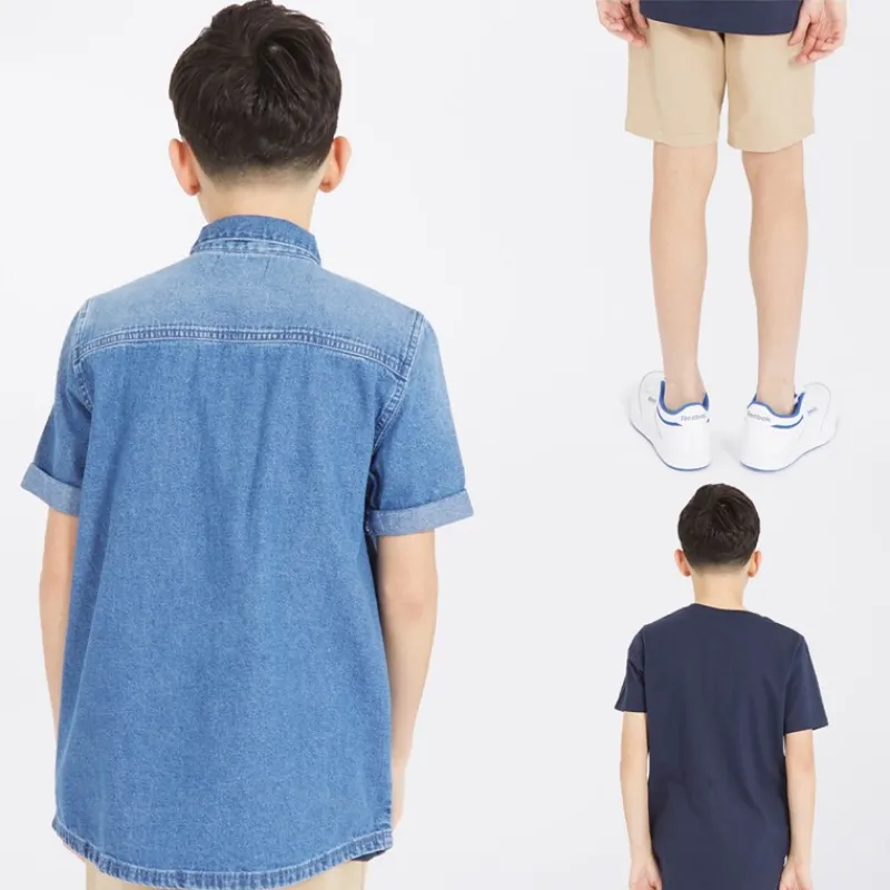 Hot Bench Drenge Tobama Skjorte T-shirt Og Chino Shorts Sæt Mid Wash/Navy/Stone
