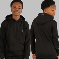 Discount Crosshatch Drenge Tre Dele Hættetrøje T-shirt Og Joggingbukser Sæt Sort/Koksgrå