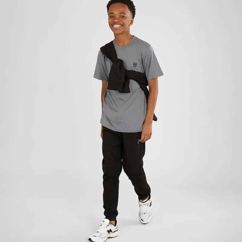 Discount Crosshatch Drenge Tre Dele Hættetrøje T-shirt Og Joggingbukser Sæt Sort/Koksgrå
