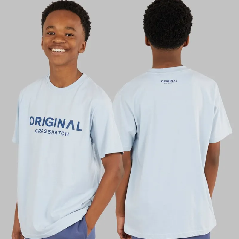 Hot Crosshatch Drenge Tre Delt Hoodie Sweatshirt T-Shirt Og Joggingbukser Sæt Denim Blå/Is Blå