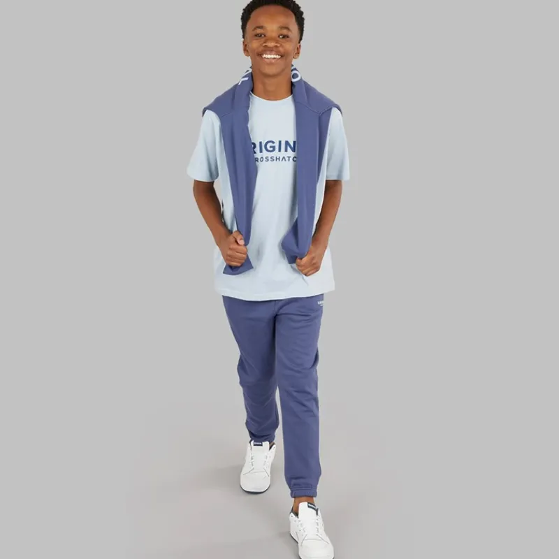 Hot Crosshatch Drenge Tre Delt Hoodie Sweatshirt T-Shirt Og Joggingbukser Sæt Denim Blå/Is Blå