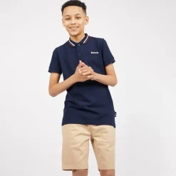 New Bench Drenge Trilson Polo Shirt og Chino Shorts Sæt Blå/​Sten