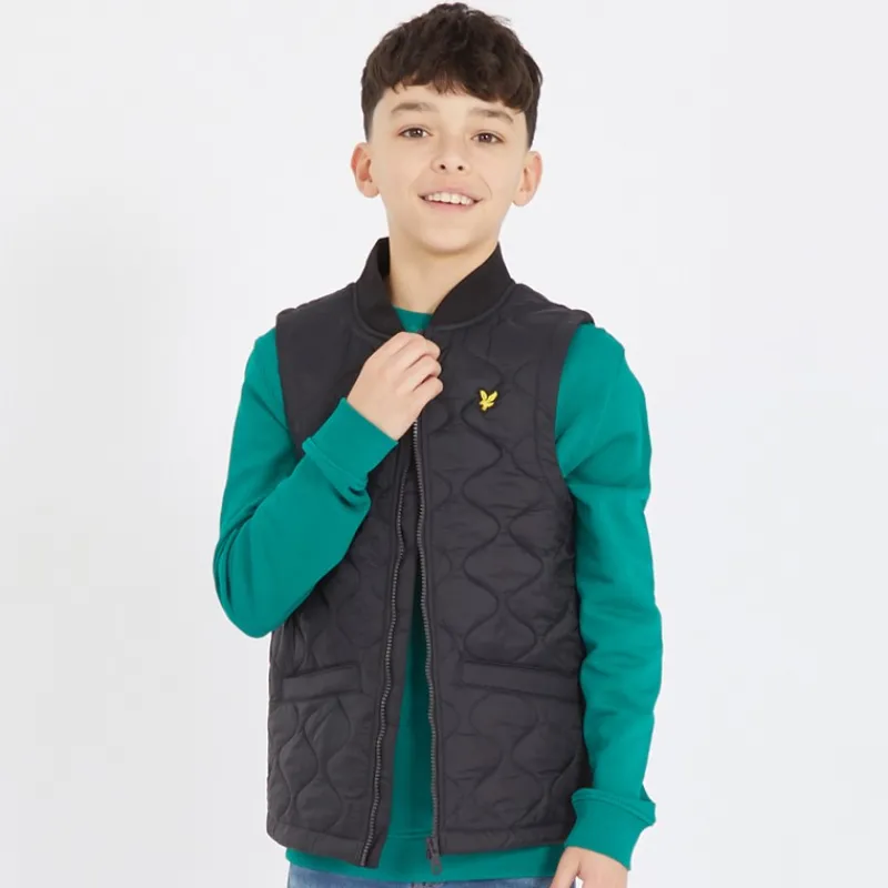 Outlet Lyle And Scott Drenge Vatteret Vest Z865 Sort