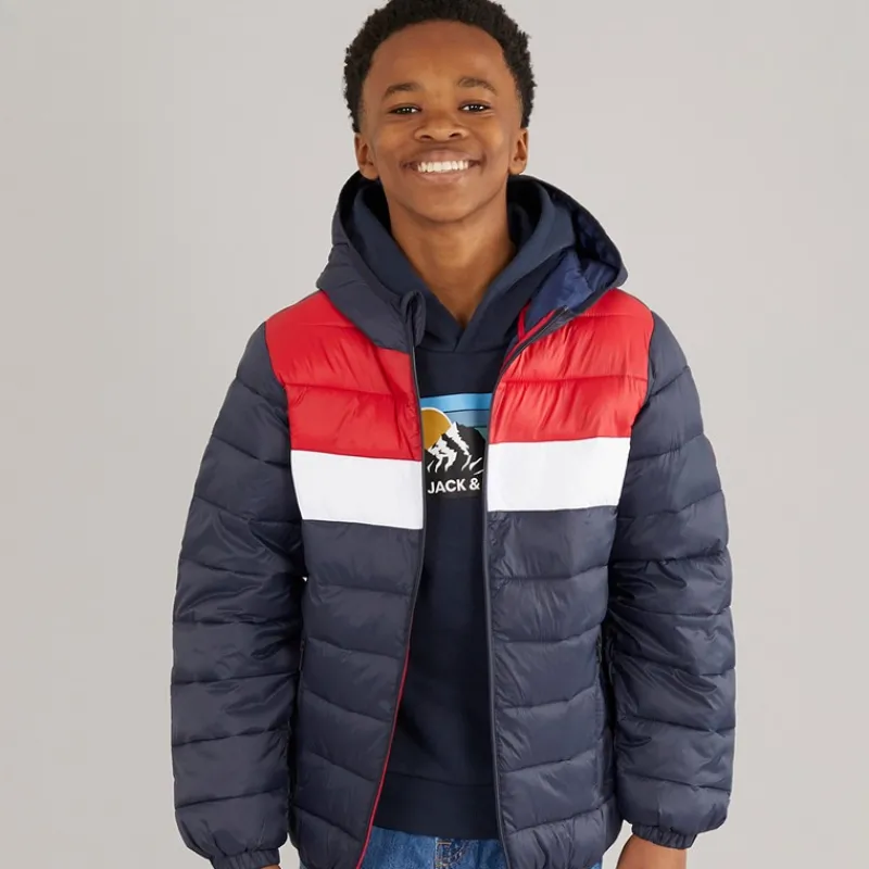 New JACK & JONES Drenge Wilson Puffer Jakke Navy Blazer Marineblå