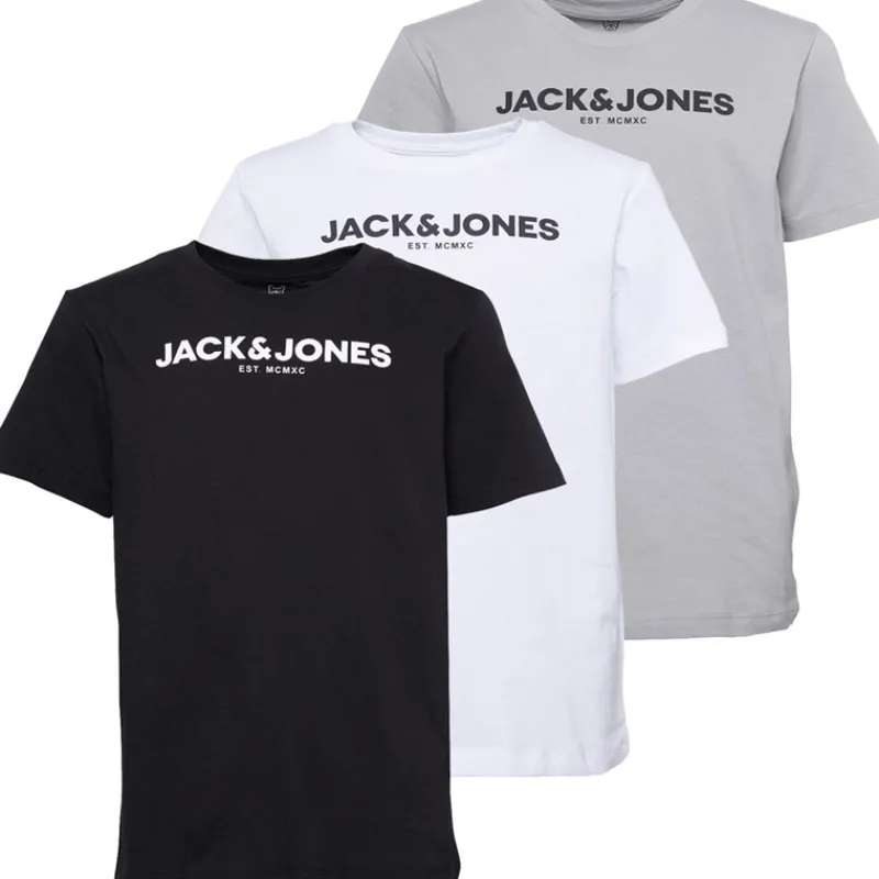 Best JACK & JONES Drengenes Harry T-shirts 3-pak Hvid/Sort/Aluminim