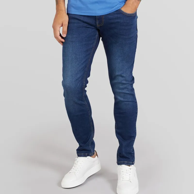 Clearance Duck and Cover Herre Maylead Sim Fit Jeans Mørk Vask Mørkvasket denim