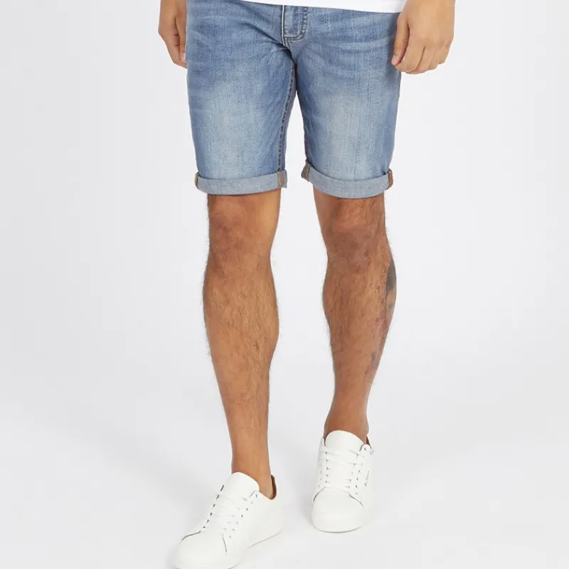 Hot Duck and Cover Herre Zeki Jeans Shorts Stone Wash Lyseblå