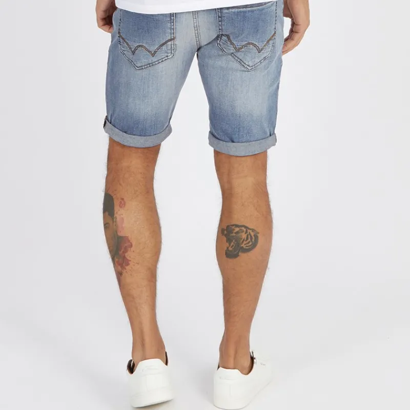 Hot Duck and Cover Herre Zeki Jeans Shorts Stone Wash Lyseblå