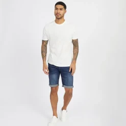 New Duck and Cover Herre Zeki Denim Shorts Mørk Vask Mørkeblå