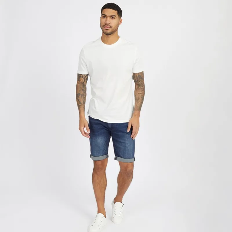 New Duck and Cover Herre Zeki Denim Shorts Mørk Vask Mørkeblå