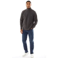Discount French Connection Herre 1/​2 lynlås mikro fleece antracit melange