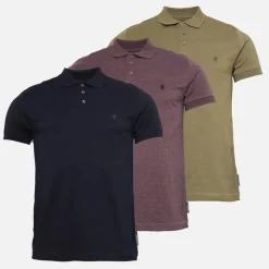 Discount French Connection Herre 3 pak jersey polo skjorter Multi 6 - Marine/​Chateaux Melange/​Khaki Flerfarvet