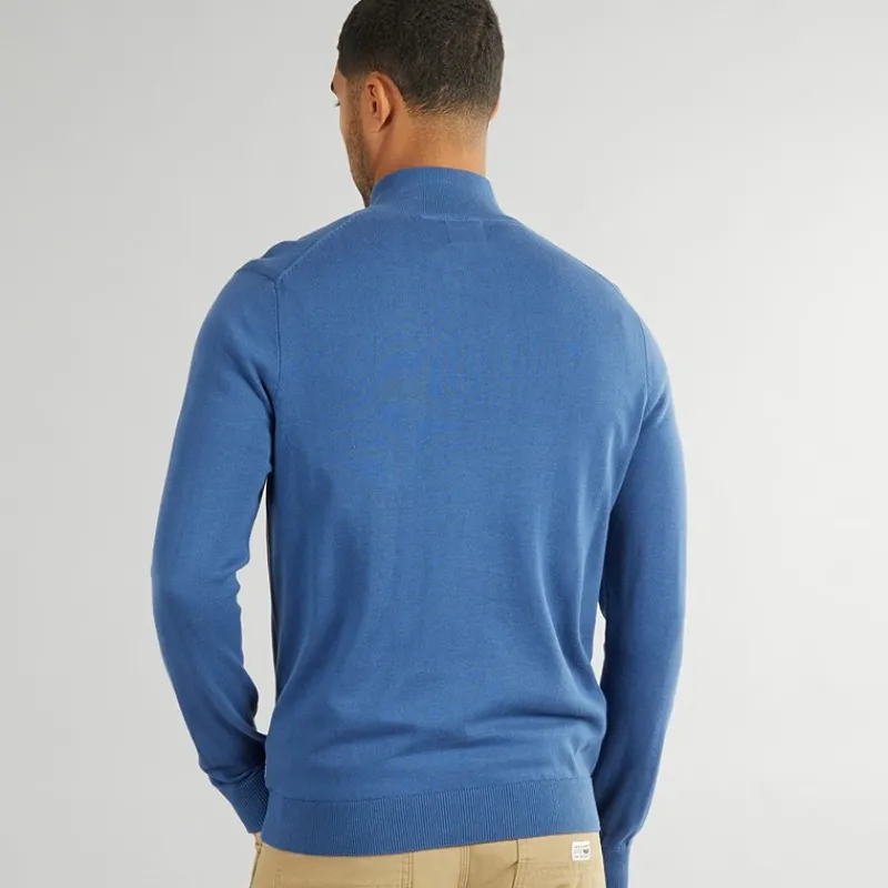 Sale Ben Sherman Herre 1/4 Zip Funnel Neck Trøje Riviera Blå Blå