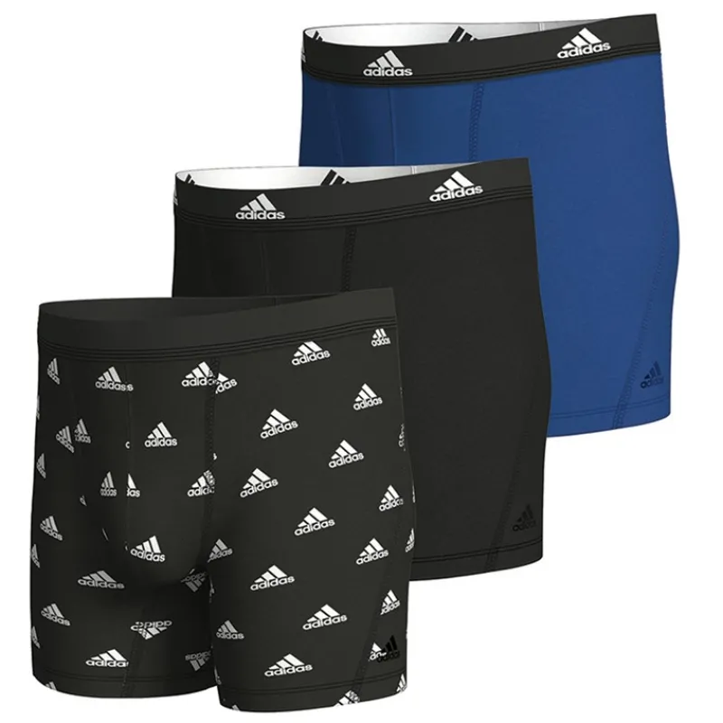 New adidas Herre Active Flex Bomuld Tre Pak Boksershorts /Blå Sort