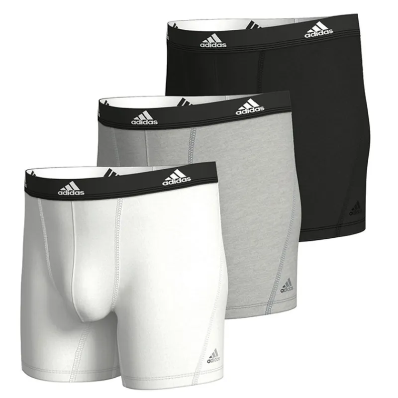 Outlet adidas Herre Active Flex Bomuld Tre Pak Boksershorts Sort/Hvid/Grå Flerfarvet