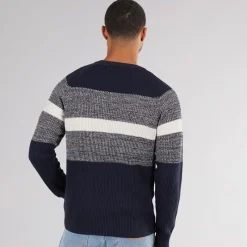 New PRODUKT Herre Adam Block Crew Neck Jumper Navy Blazer