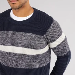 New PRODUKT Herre Adam Block Crew Neck Jumper Navy Blazer