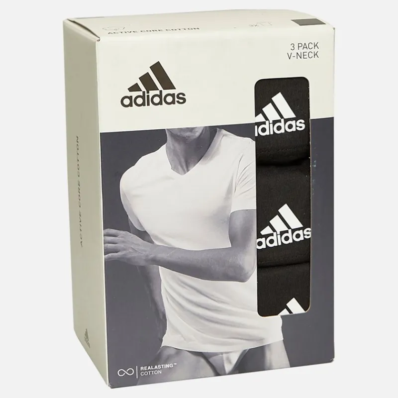 Best adidas Herre Aktiv Core Bomuld Tre Pak V-Hals T-Shirts Sort