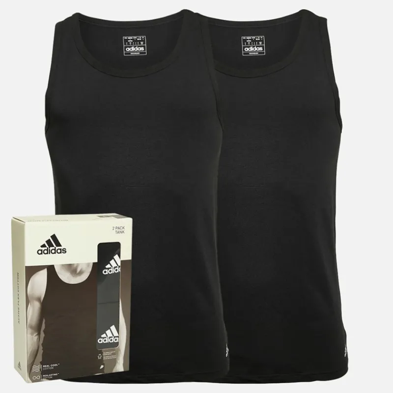 Hot adidas Herre Aktiv Flex Bomuld To Pak Tanktoppe Sort