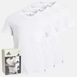 Discount adidas Herre Aktiv Kerne Bomuld Tre Pak V-Hals T-shirts Hvid