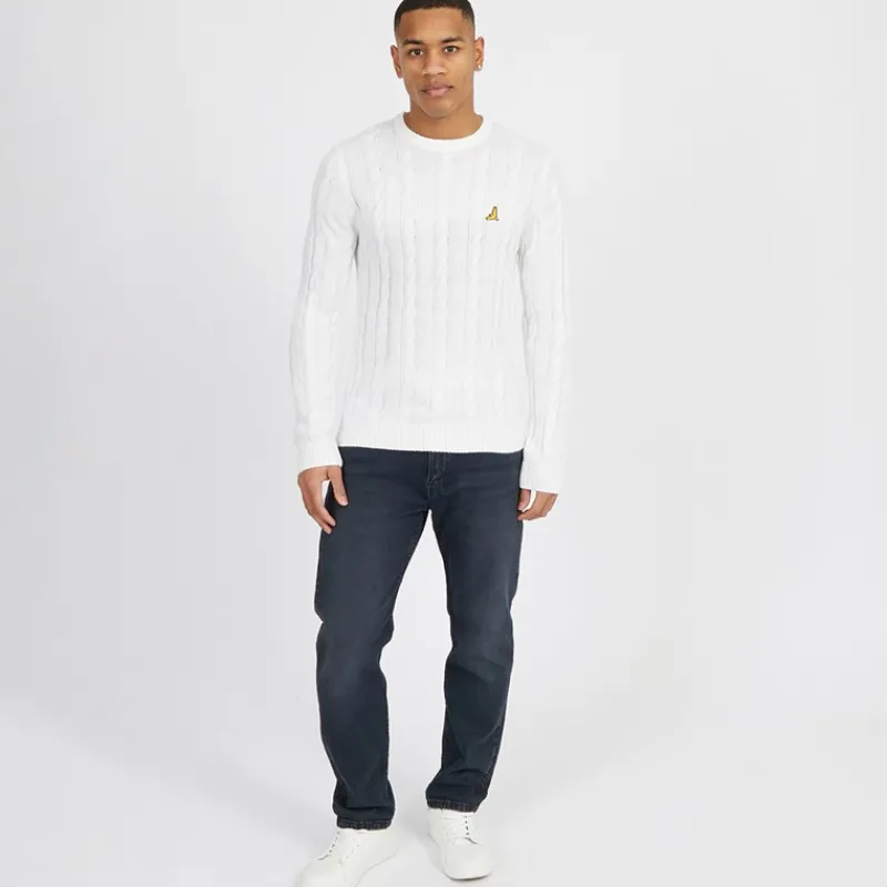 Discount Brave Soul Herre Alliance Rundhals Trøje Vintage Hvid