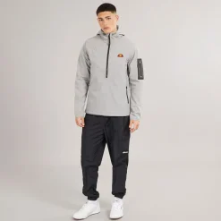 Best Ellesse Herre Angiolo Hybrid Halv Lynlås Jakke Lys Grå Grå