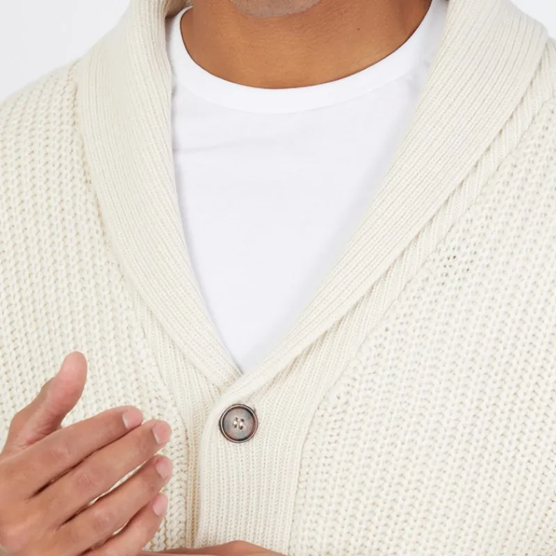 Brave Soul Herre Arkram Knittet Cardigan med Knapper Havregryn beige