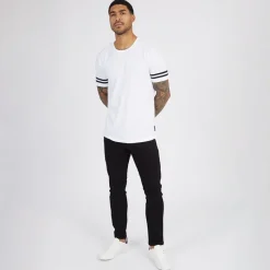 Clearance French Connection Herre Arm Stripes T-shirts Flerfarvet Hvid
