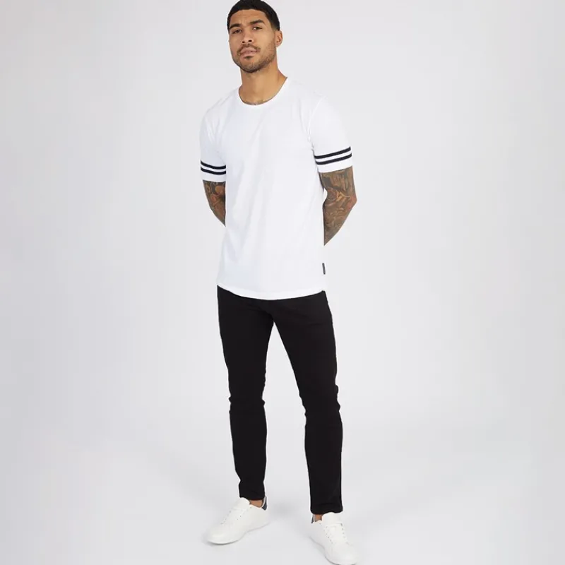 Clearance French Connection Herre Arm Stripes T-shirts Flerfarvet Hvid