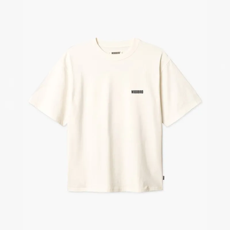 Outlet Woodbird Herre Baine Grundlagt T-shirt Off White Off-white