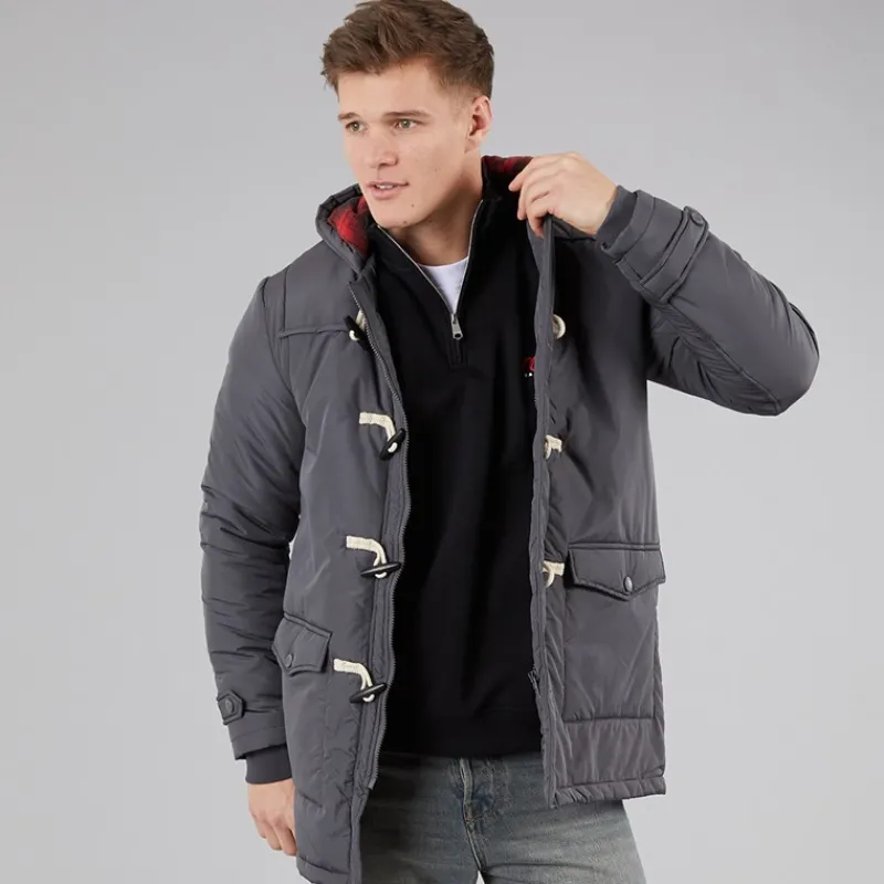 Hot Indicode Herre Baltico Duffel Coat Mørkegrå Dk Grey
