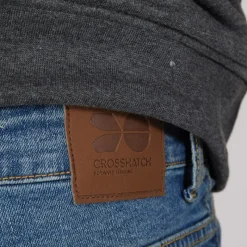 Best Crosshatch Herre Bandol Jeans Med Lige Ben Blå Blå