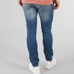 Crosshatch Herre Barbeck Slim Fit Jeans Stonewash Mellemblå