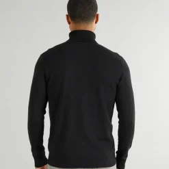 Hot PRODUKT Herre Basis Strik Rullekrave Jumper Sort
