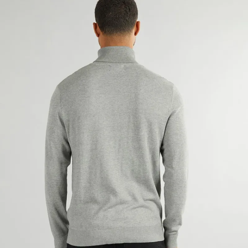 Discount PRODUKT Herre Basis Strik Rullekrave Jumper Lysegrå Mel Lysegrå Mergel