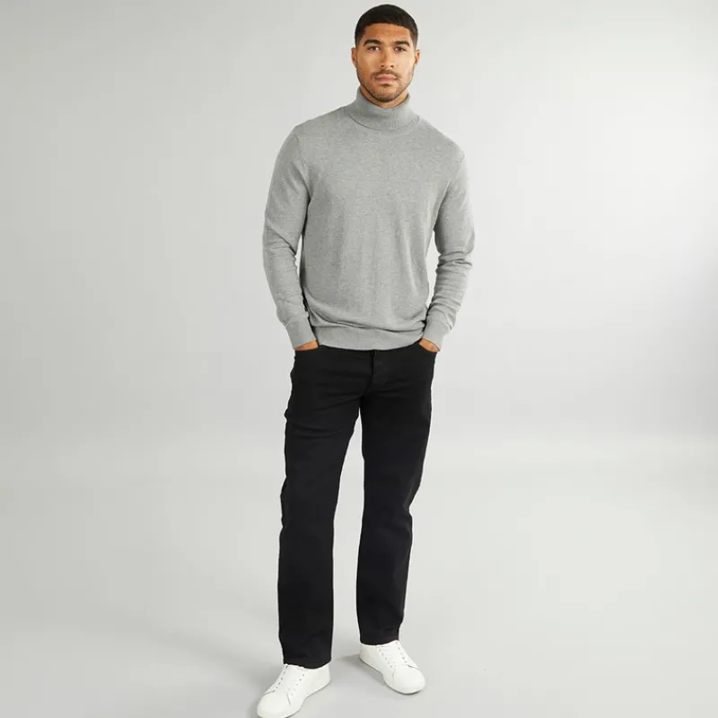 Discount PRODUKT Herre Basis Strik Rullekrave Jumper Lysegrå Mel Lysegrå Mergel