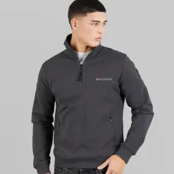 New Napapijri Herre Bastien 1/2 Lynlås Sweatshirt Dark Grey Solid