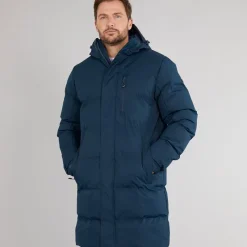 Clearance Trespass Herre Belvoir Vandtæt Foret Lang Jakke Navy Marineblå