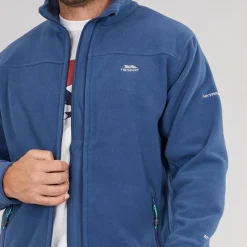 Clearance Trespass Herre Bernal Full Zip Fleece Jakke Blå Tone Blå