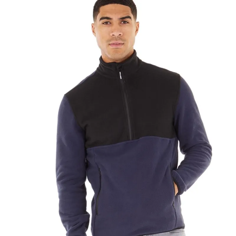 JACK & JONES Herre Blå Fleece Halvzip-Blazer med Flamme Marineblå