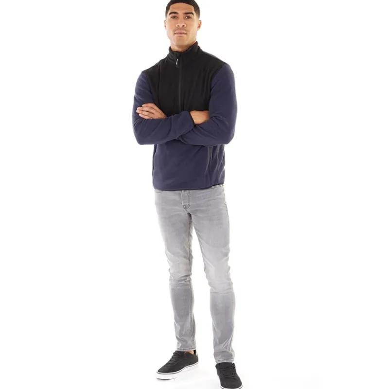 JACK & JONES Herre Blå Fleece Halvzip-Blazer med Flamme Marineblå