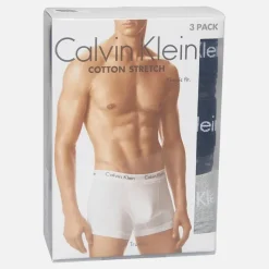 New Calvin Klein Herre Bomuld Stretch Tre Pak Boxer Trusser /​Grey Heather/​Subdued Logo Sort