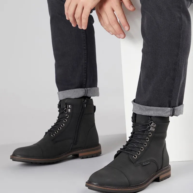 New Ben Sherman Herre Bonneville Snørebåndsstøvler Sort